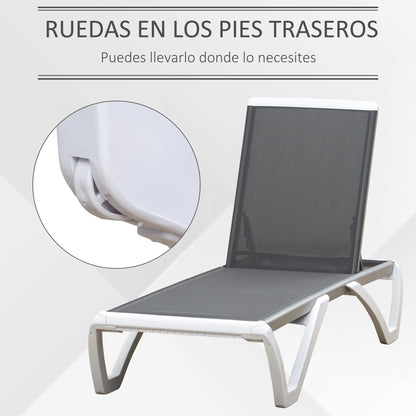 Outsunny Tumbona Reclinable Con Ruedas Y Respaldo Ajustable En 5 Niveles_5