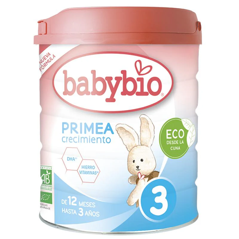 Embalagem de 3 unidades de Leite de Crescimento Babybio Organic Primea 3 800 g