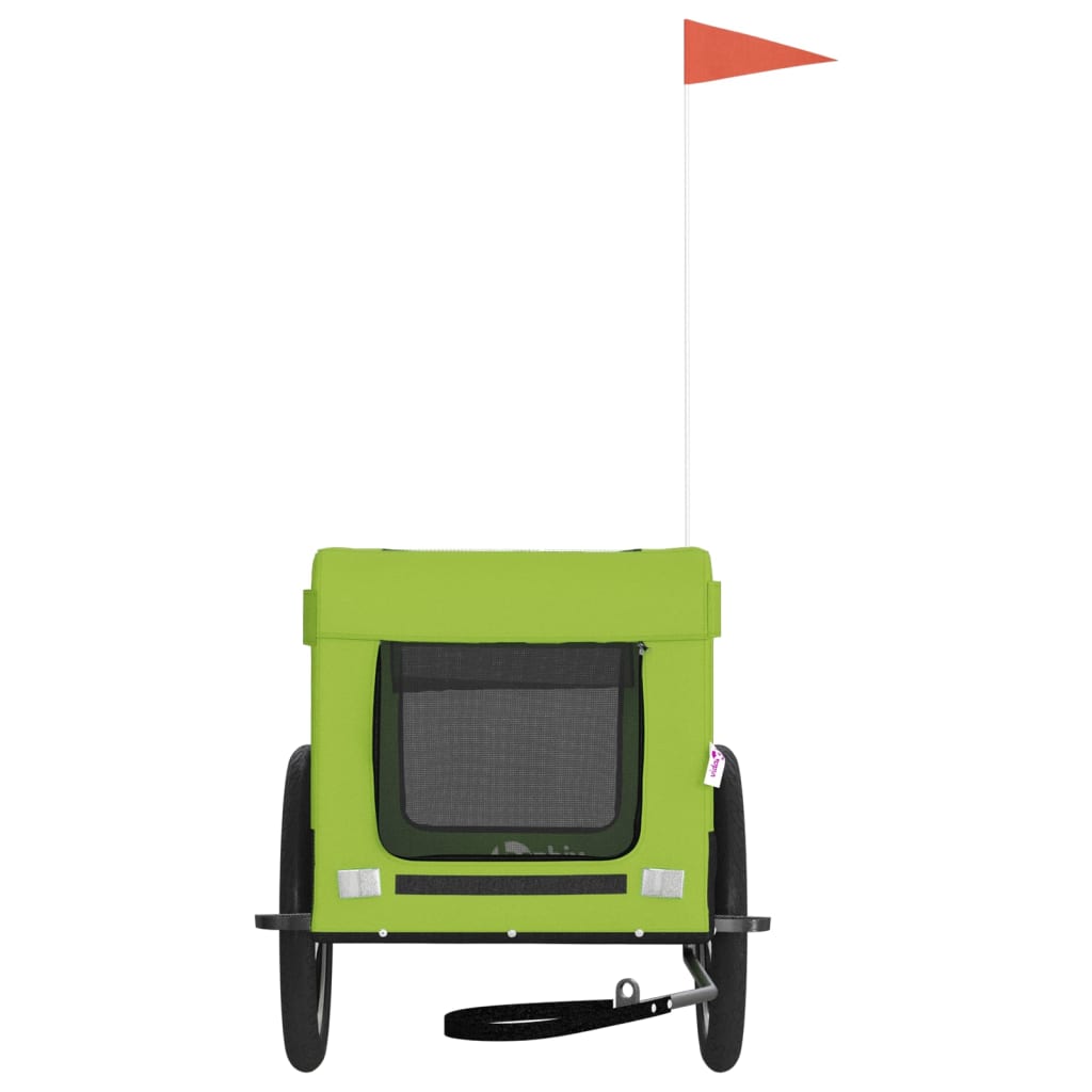 Remolque De Bicicleta Mascotas Hierro Tela Oxford Verde Negro_4