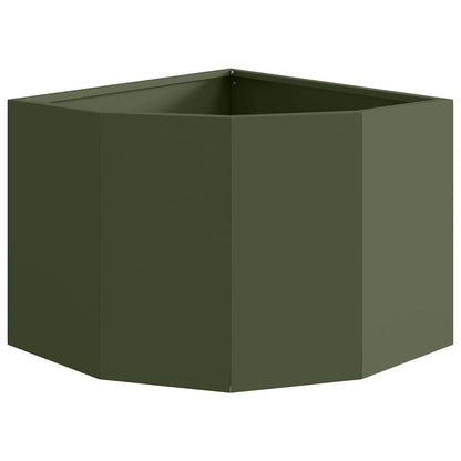 Macetero De Esquina Verde Oliva 45 X 45 X 35 Cm Acero_4