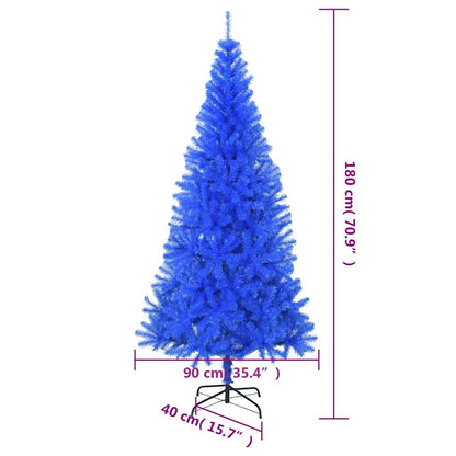 Vidaxl Árbol De Navidad Artificial Con Soporte Pvc Azul 180 Cm_2