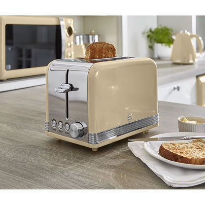 Swan Retro Set Desayuno Hervidor De Agua 1,8 L Inalámbrico, Tostadora 2 Rebanadas Anchas, Vintage, Stp7050cneu, Crema_1