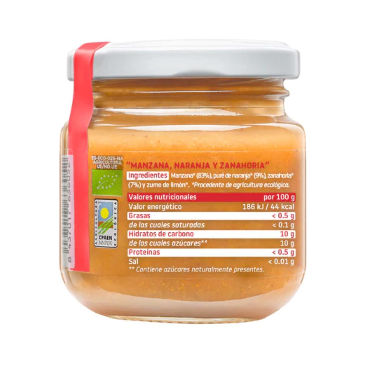 Tarrito de Manzana, Naranja y Zanahoria BIO +6 Meses Smileat 130 g
