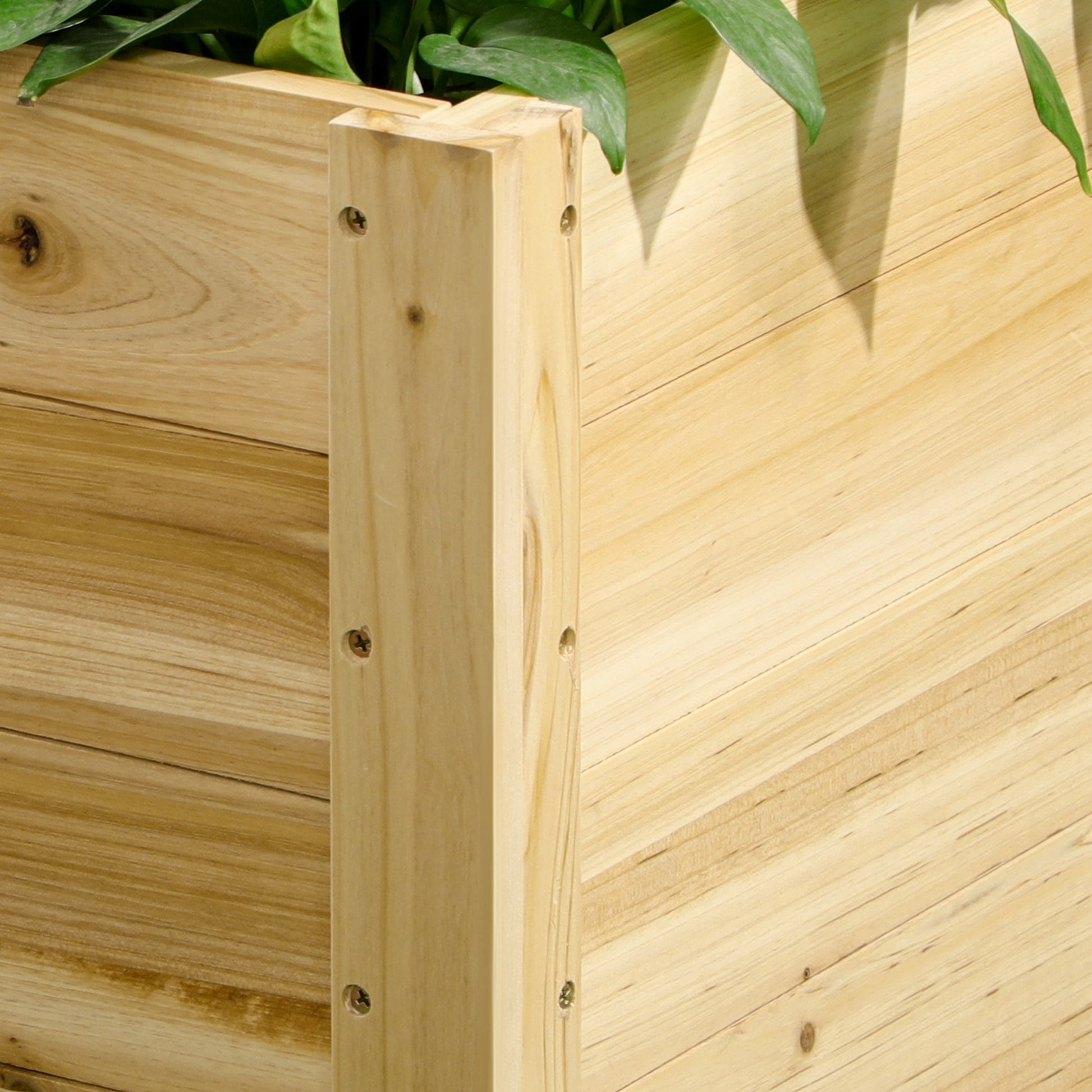 Outsunny Jardinera De Madera Con Ruedas Agujeros De Drenaje 89x48x47 Cm Natural_3