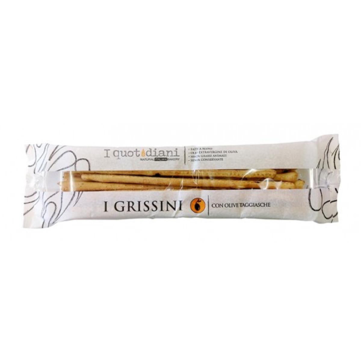 Grissini. Pãozinhos em azeite virgem extra com azeitonas il quotidiani 200g