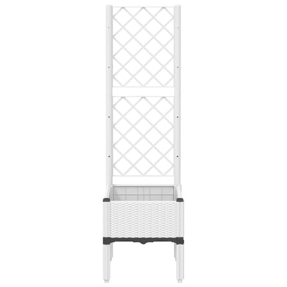Jardinera Con Enrejado Pp Blanco 40x40x142 Cm_2