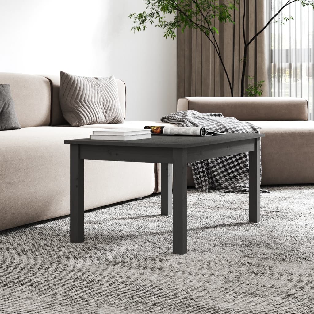 Mesa De Centro Madera Maciza De Pino Gris 80x50x40 Cm_3