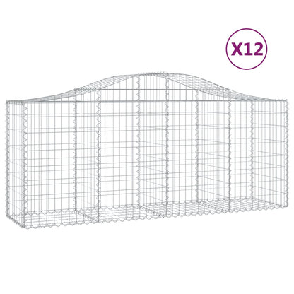 Cestas De Gaviones 12 Uds Forma De Arco Hierro 200x50x80/100 Cm_0