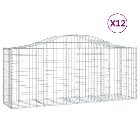 Cestas De Gaviones 12 Uds Forma De Arco Hierro 200x50x80/100 Cm_0