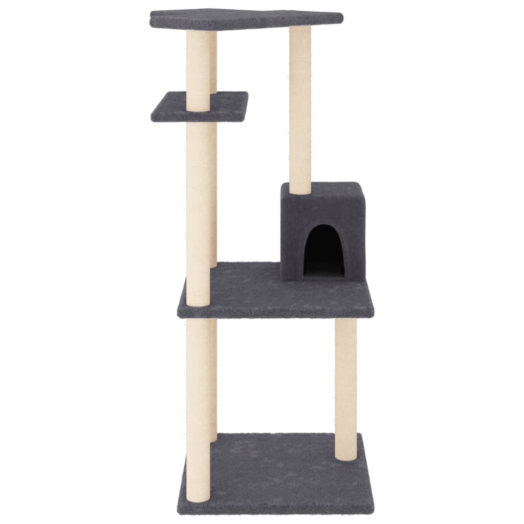 Rascador Para Gatos Con Postes De Sisal Gris Oscuro 123 Cm_2