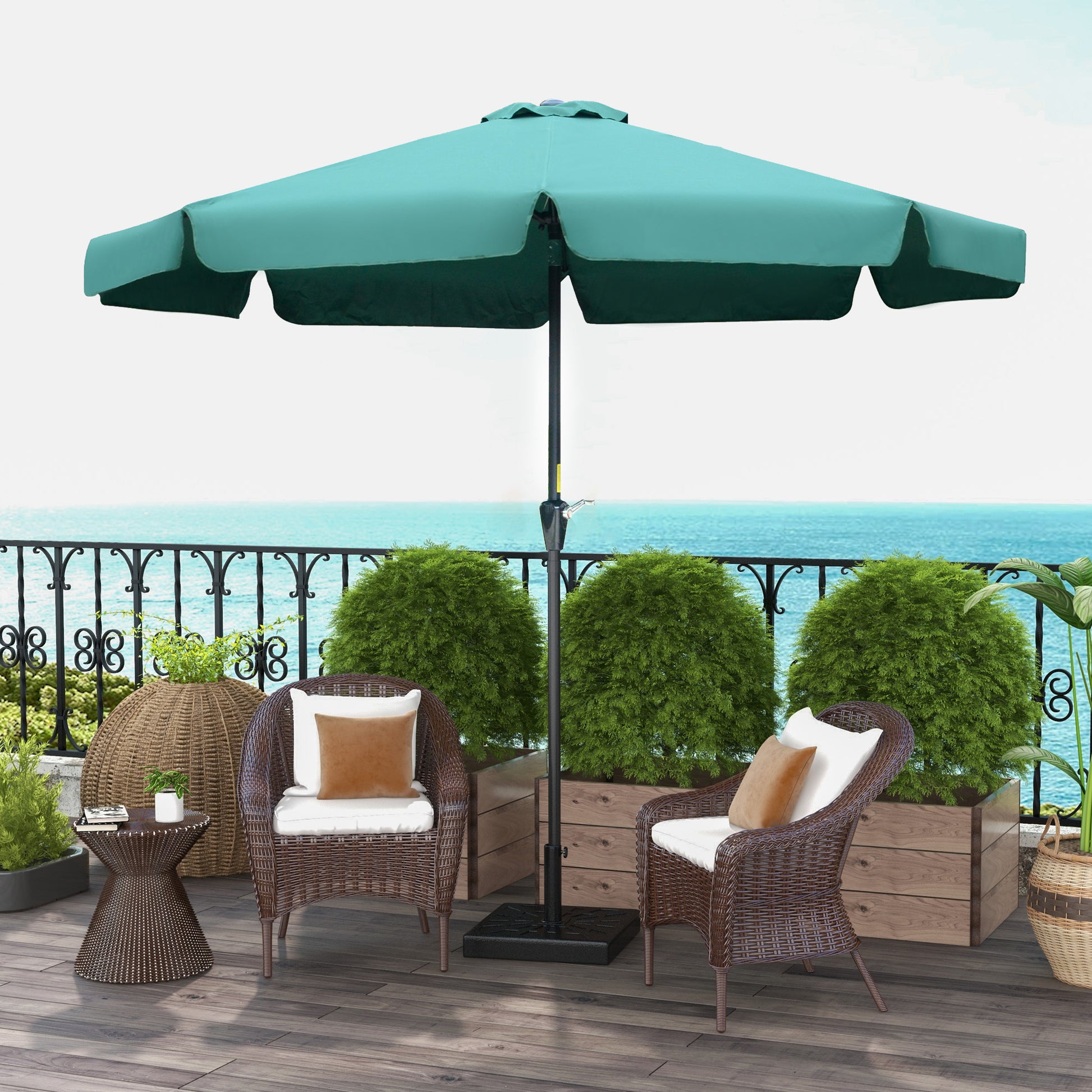 Outsunny Conjunto De Sombrilla Incluye 1 Sombrilla De Jardín Y 1 Base_1