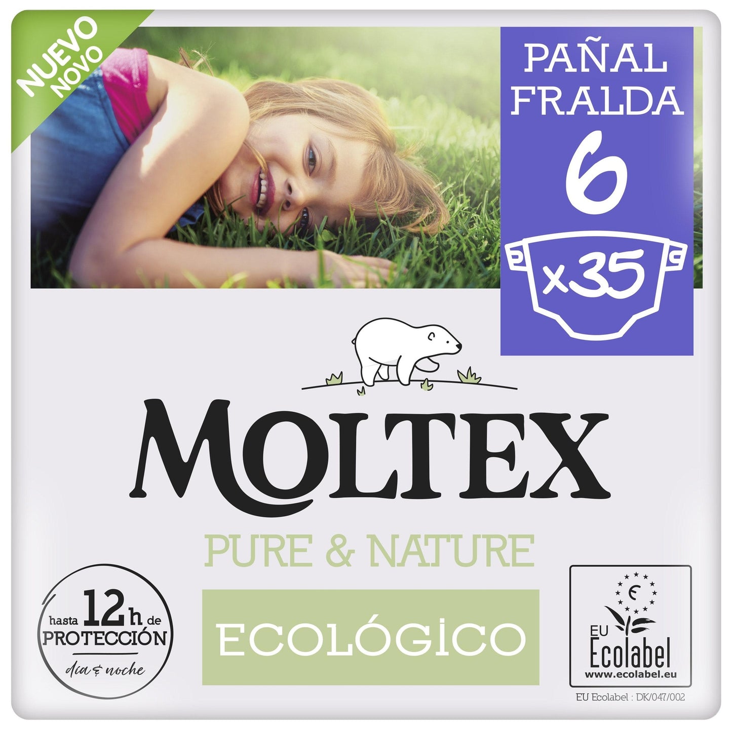 Fraldas Moltex Pure &amp; Nature T6 (17-28 kg), 35 unidades