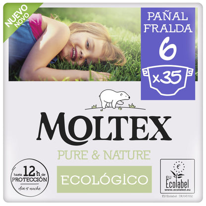 Fraldas Moltex Pure &amp; Nature T6 (17-28 kg), 35 unidades