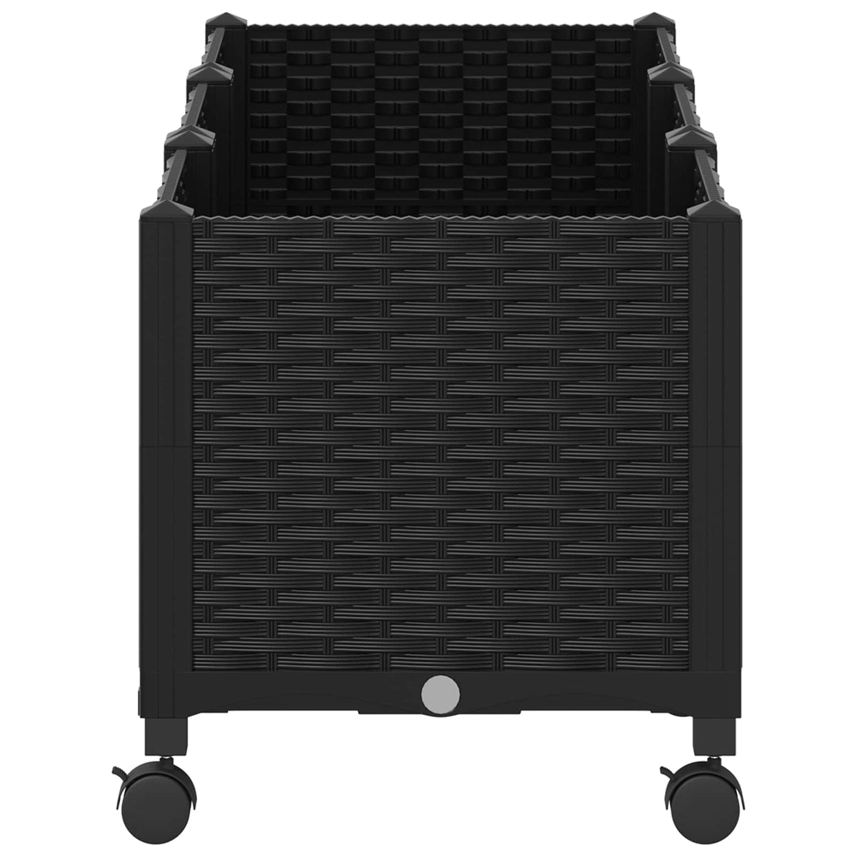 Macetero De Jardín Con Ruedas Negro 120 X 40 X 44 Cm Pp_3