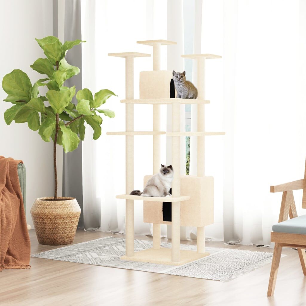 Vidaxl Rascador Para Gatos Con Postes De Sisal Color Crema 162 Cm_1