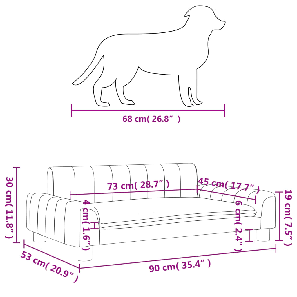 Cama Para Perros De Tela Marrón 90x53x30 Cm / Vetonek_4