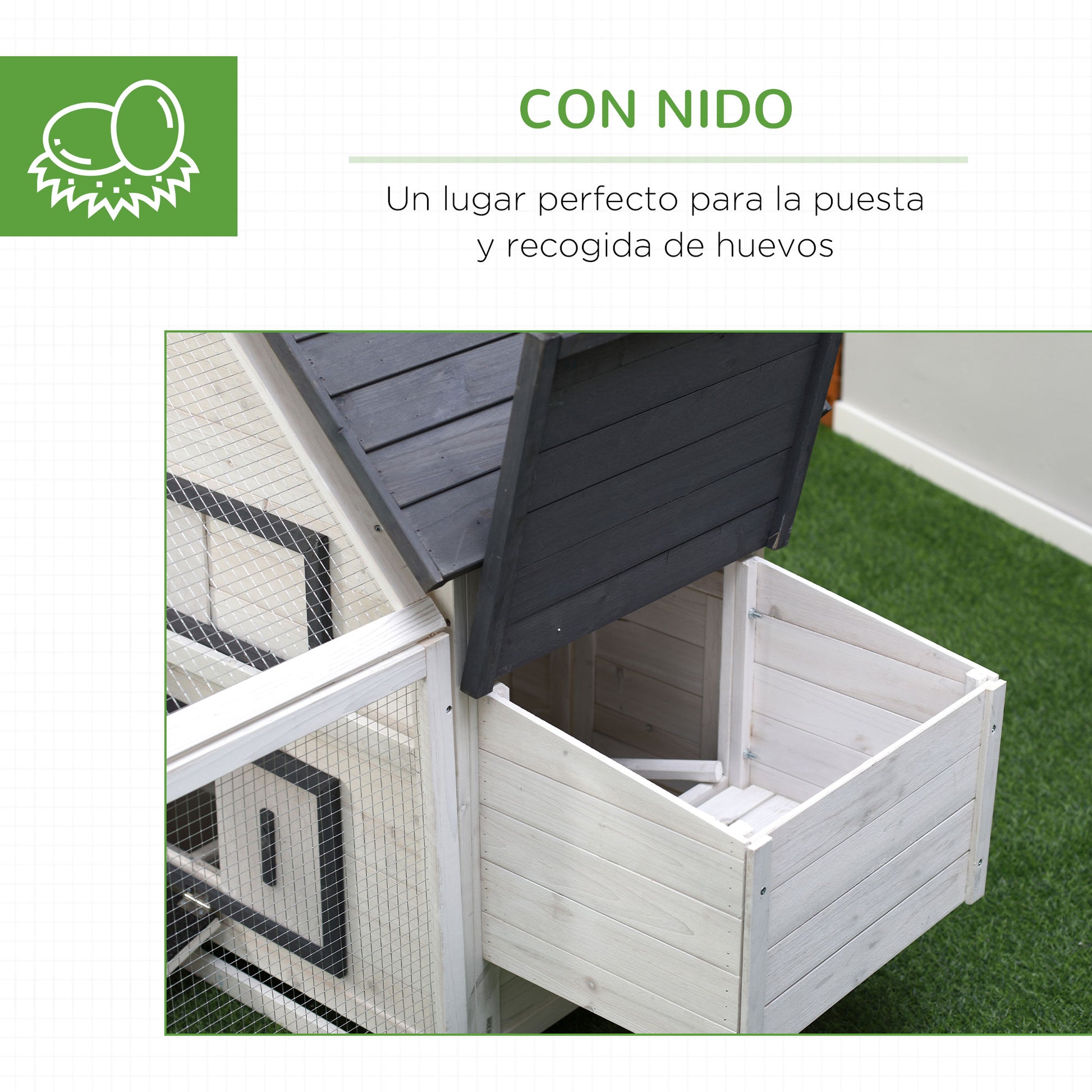 Pawhut Gallinero Exterior 2 Niveles Con Caja Nido Bandeja 166x124x112 Cm Gris Y_5