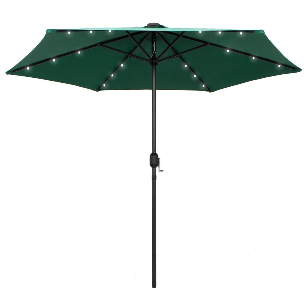 Vidaxl Sombrilla De Jardín Con Luces Led Palo De Aluminio Verde 270 Cm_0