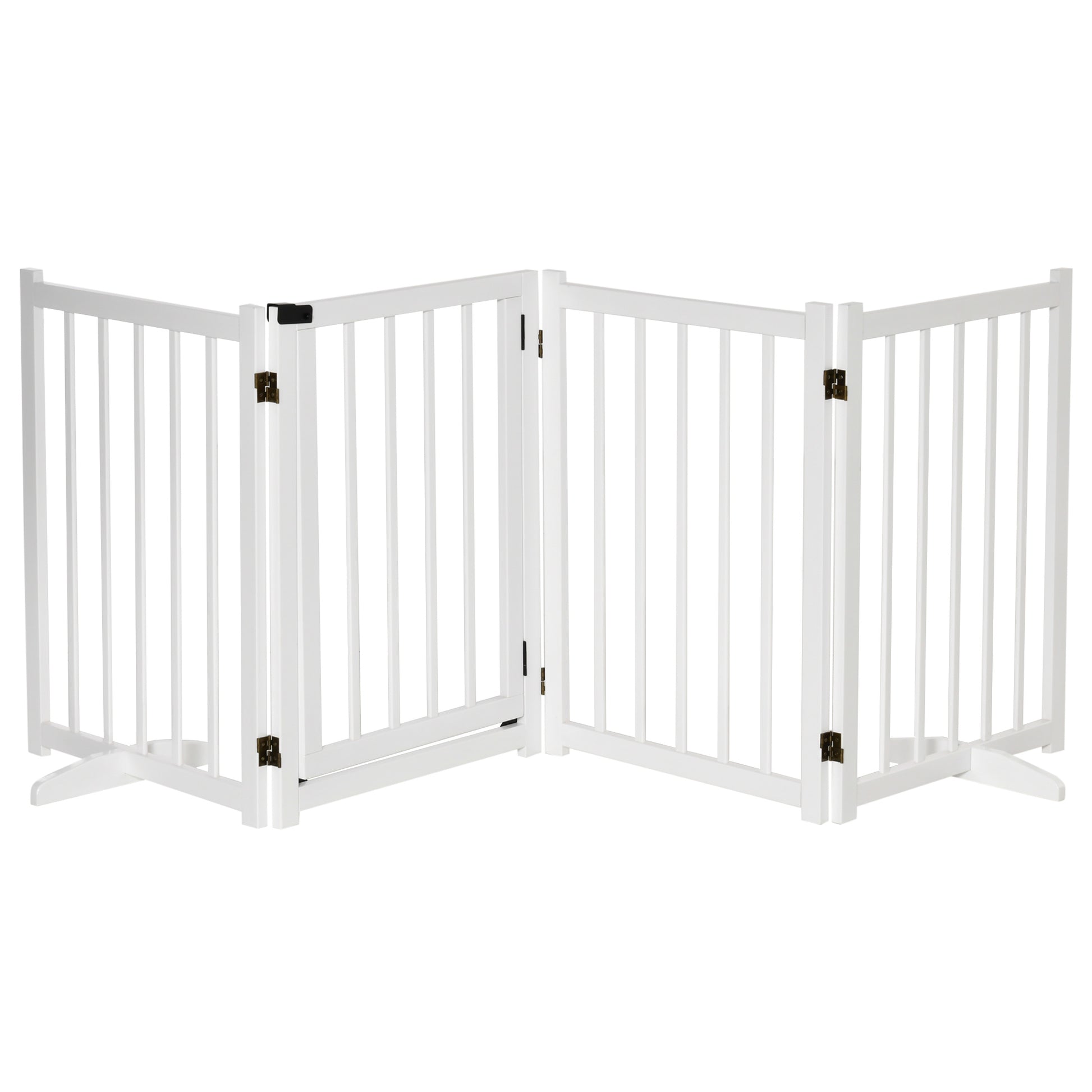 Pawhut Barrera Para Perros Plegable De 4 Paneles Con Puerta 237,5x36x80cm Blanco_0