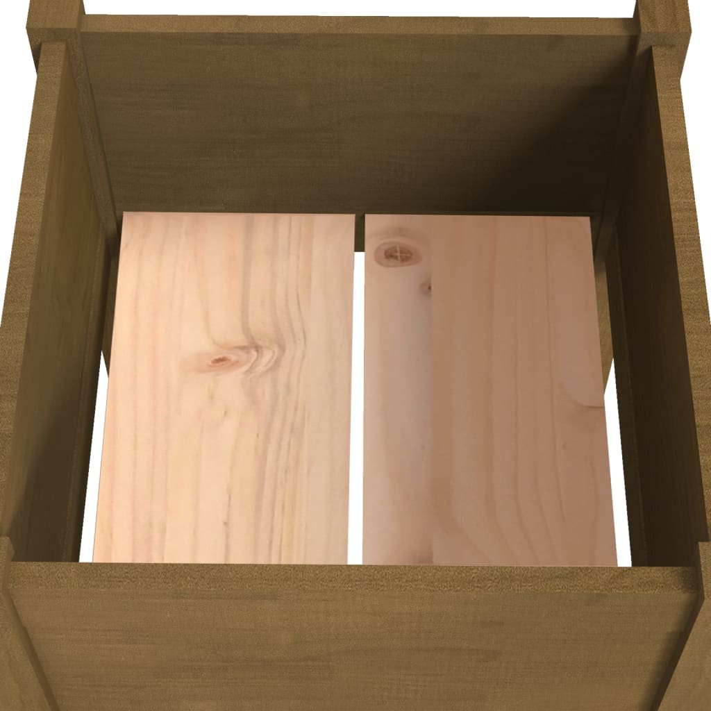 Jardinera De Madera Maciza De Pino Marrón Miel 40x40x70 Cm_4