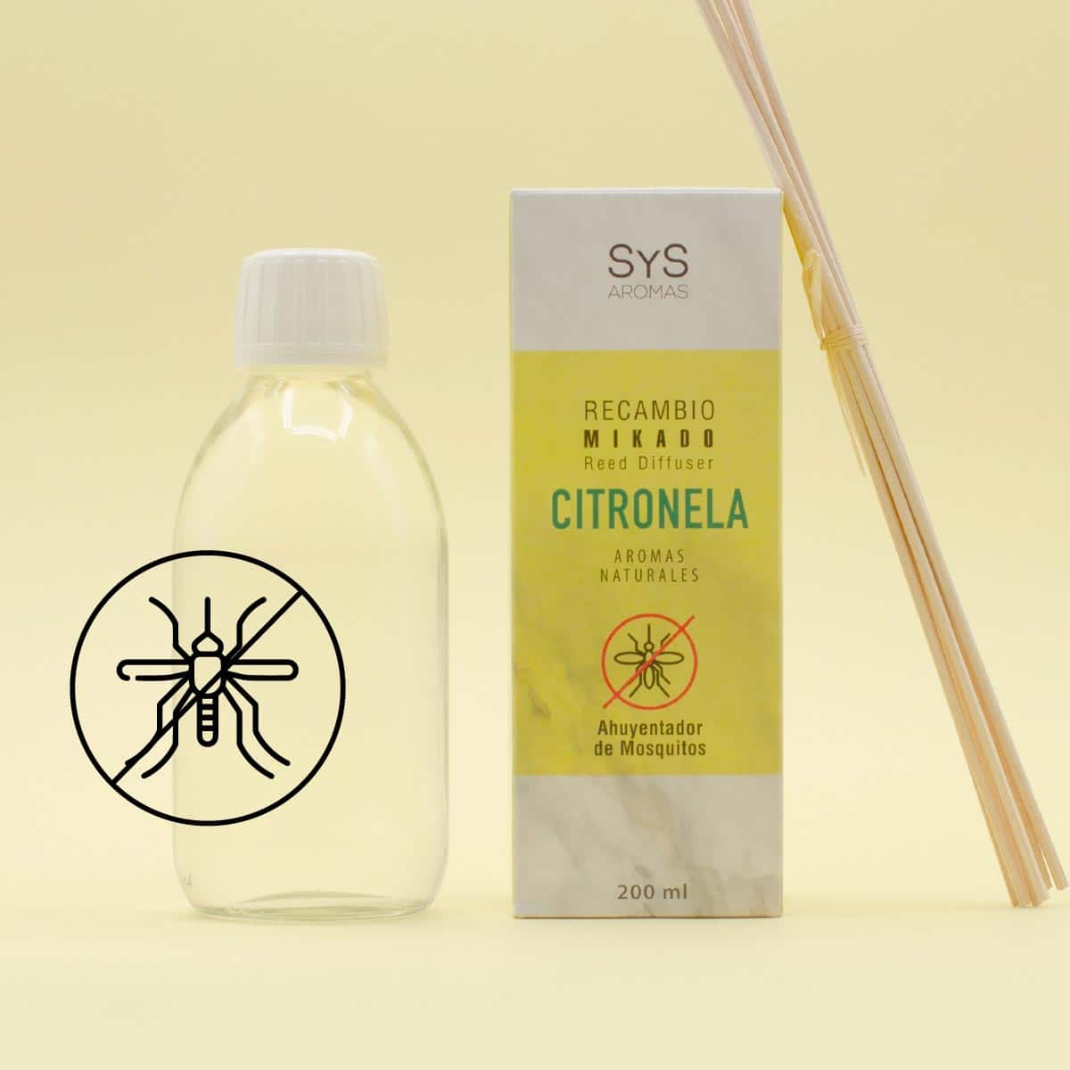 Recambio Mikado Citronela 200 Ml Con Varillas | Aroma Natural Antimosquitos | Ambiente Fresco Y Duradero | Sys Aromas_3