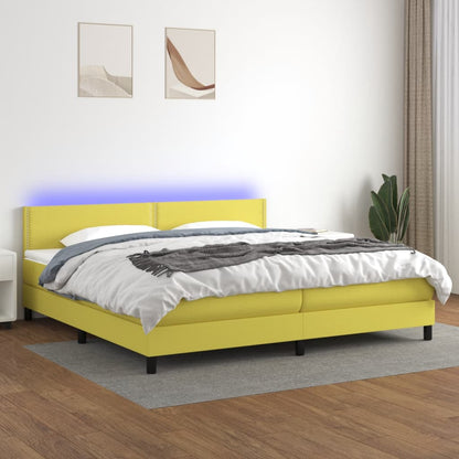 Cama Vica Home Colchón Y Luces Led Tela Verde 200x200 Cm / Vetonek_4