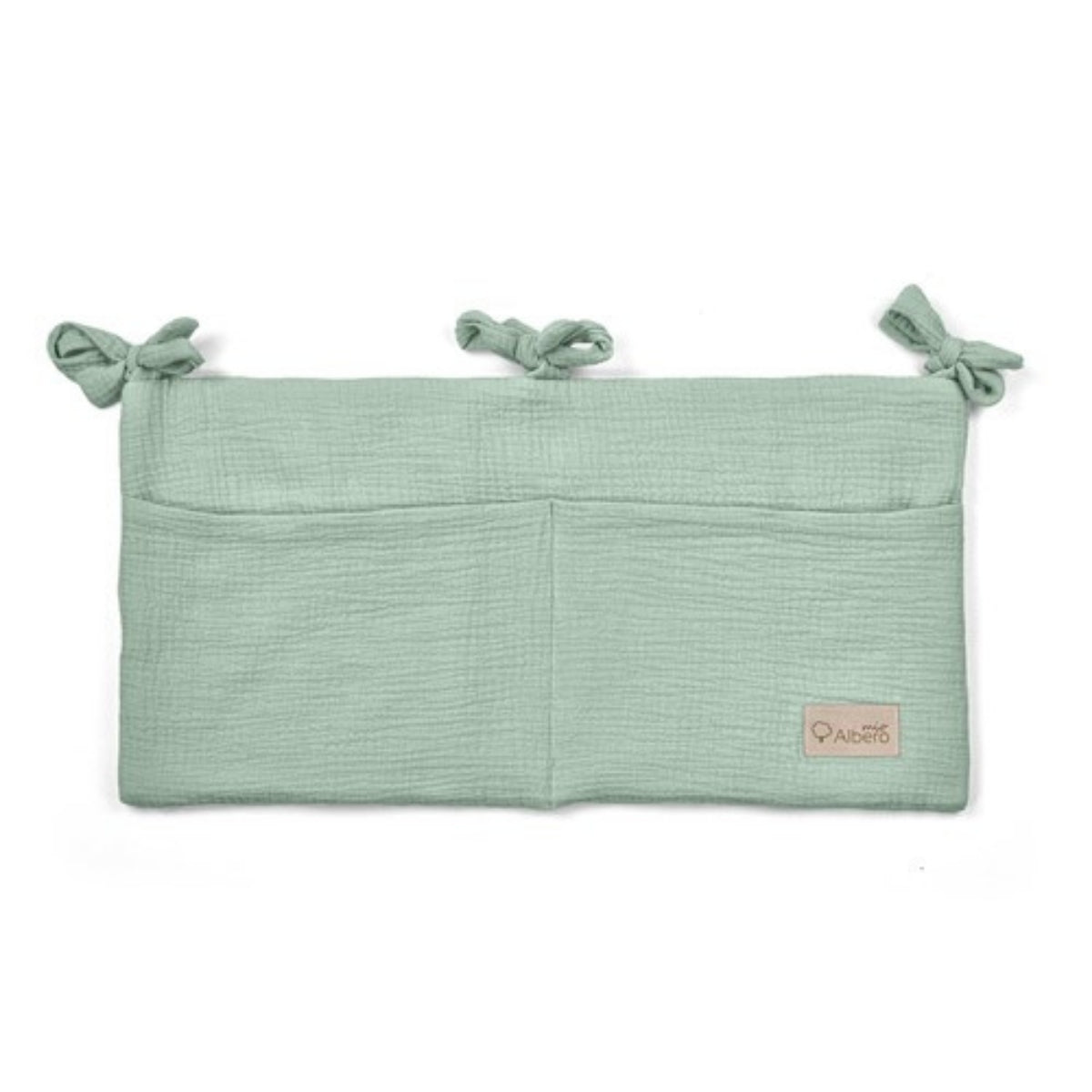 Organizador De Cuna Con Compartimentos Muselina Salvia_0