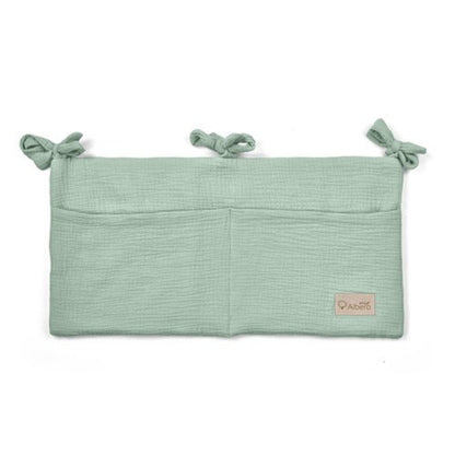 Organizador De Cuna Con Compartimentos Muselina Salvia_0