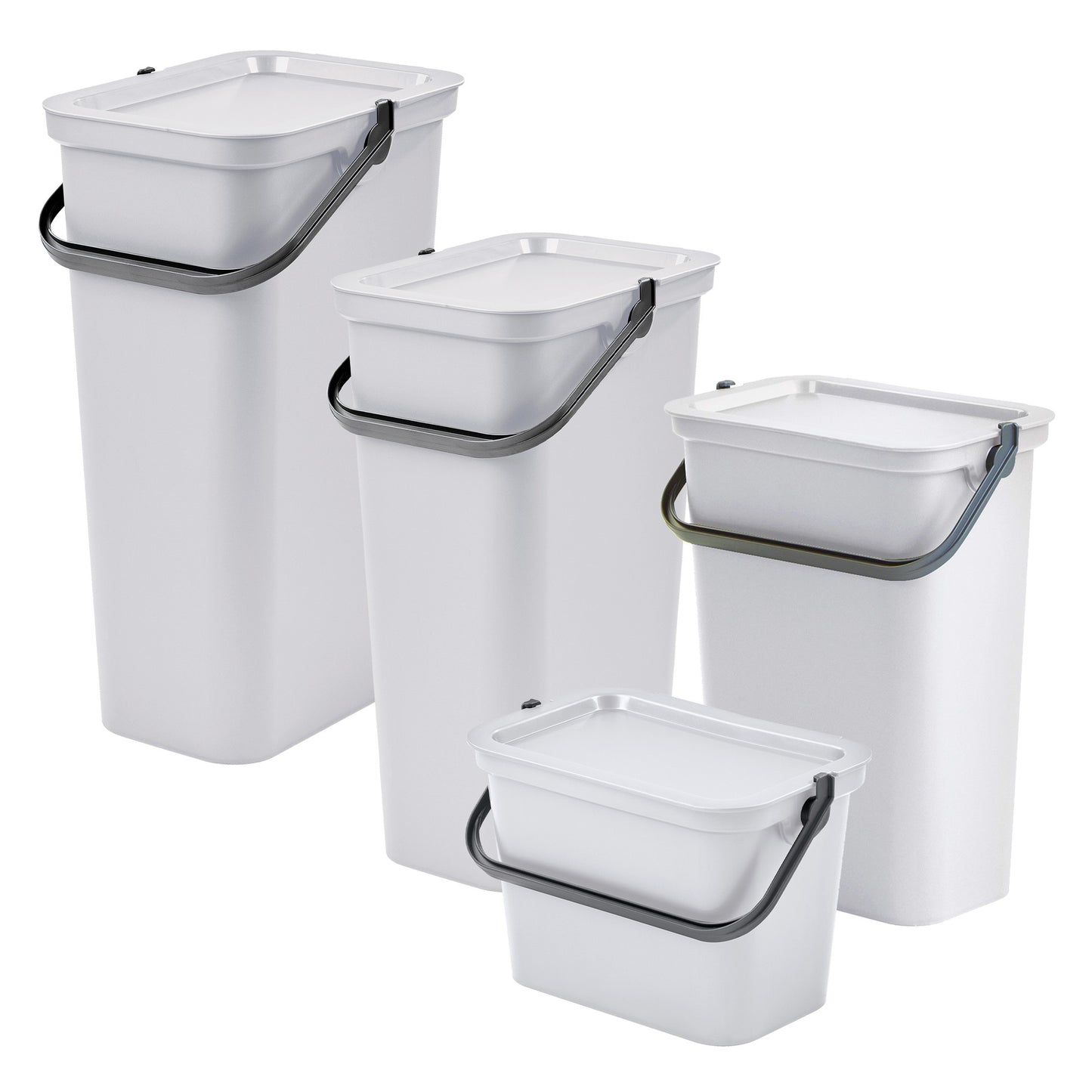 Set De 4 Papeleras moda 5l/10l/25l/40l Blanco Con Asa_0