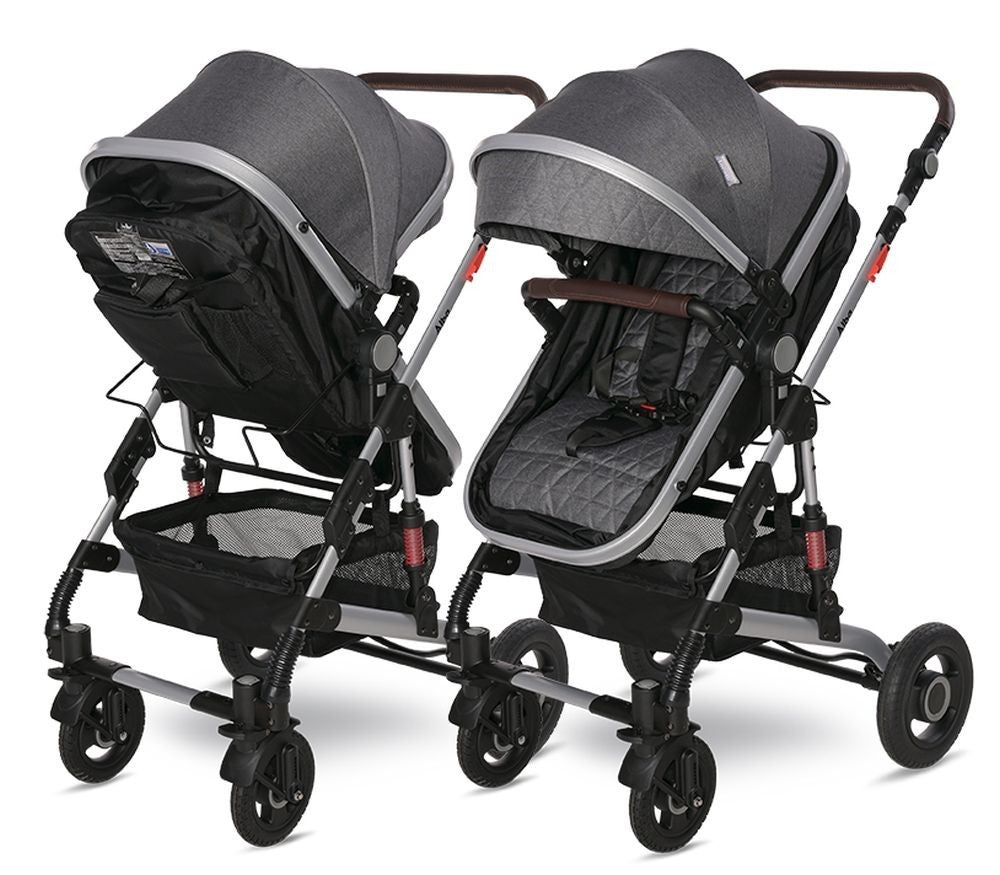 Carrito De Bebé Trío Convertible Alba Premium Steel Grey/black_3