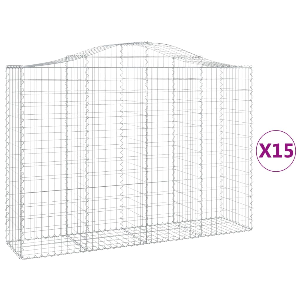 Cestas Gaviones 15 Uds Forma De Arco Hierro 200x50x140/160 Cm_0