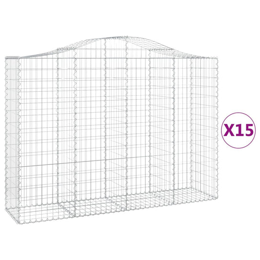 Cestas Gaviones 15 Uds Forma De Arco Hierro 200x50x140/160 Cm_0