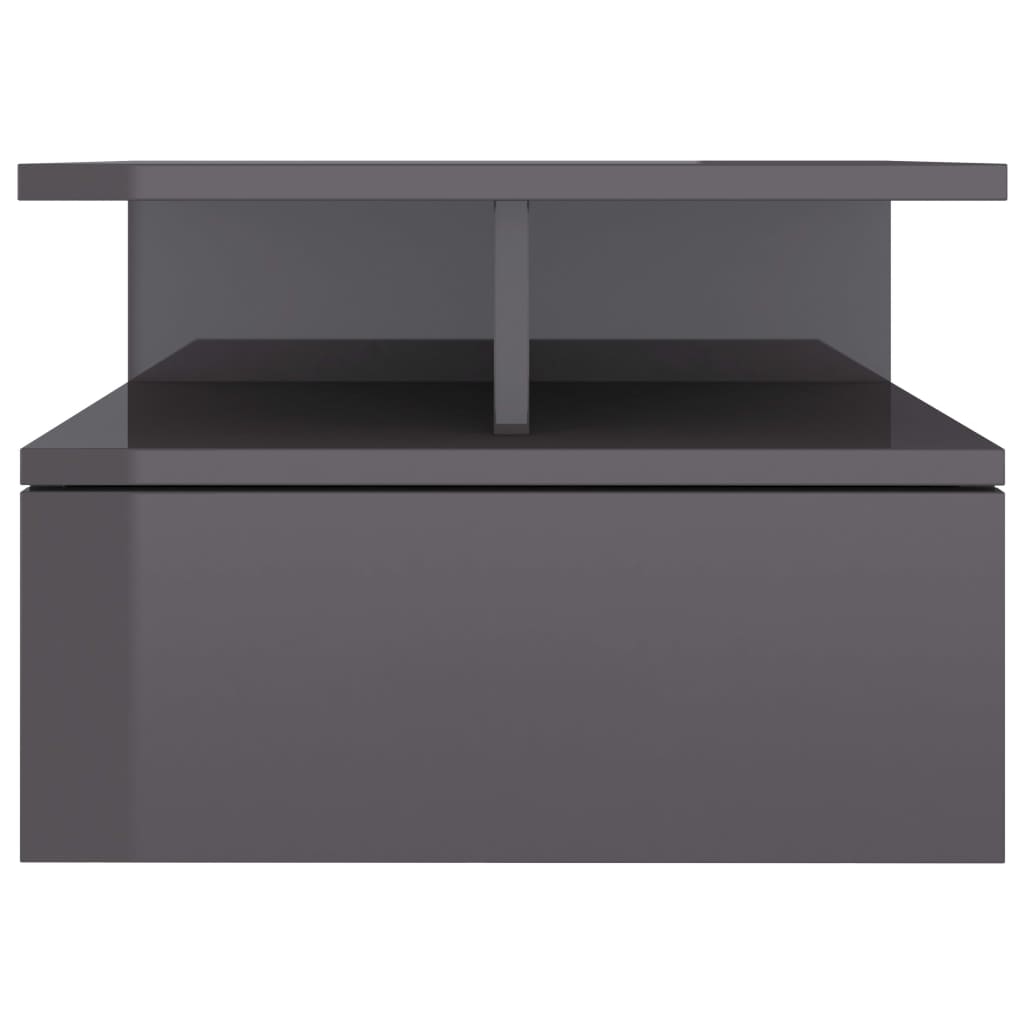 Mesita De Noche Flotante 2 Uds Madera Gris Brillo 40x31x27 Cm_2