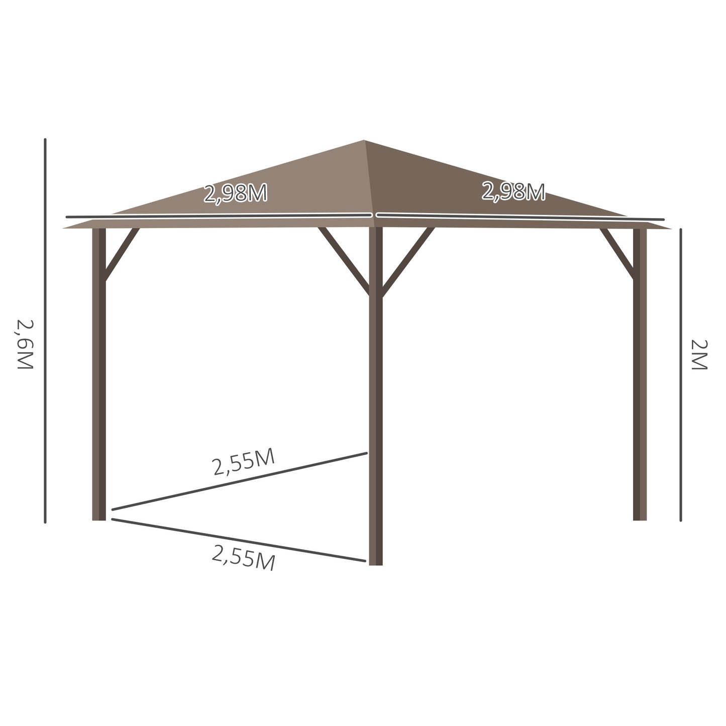 Outsunny Cenador De Jardín 3x3 M Aluminio Con 4 Cortinas Y 4 Mosquiteras Marrón_2