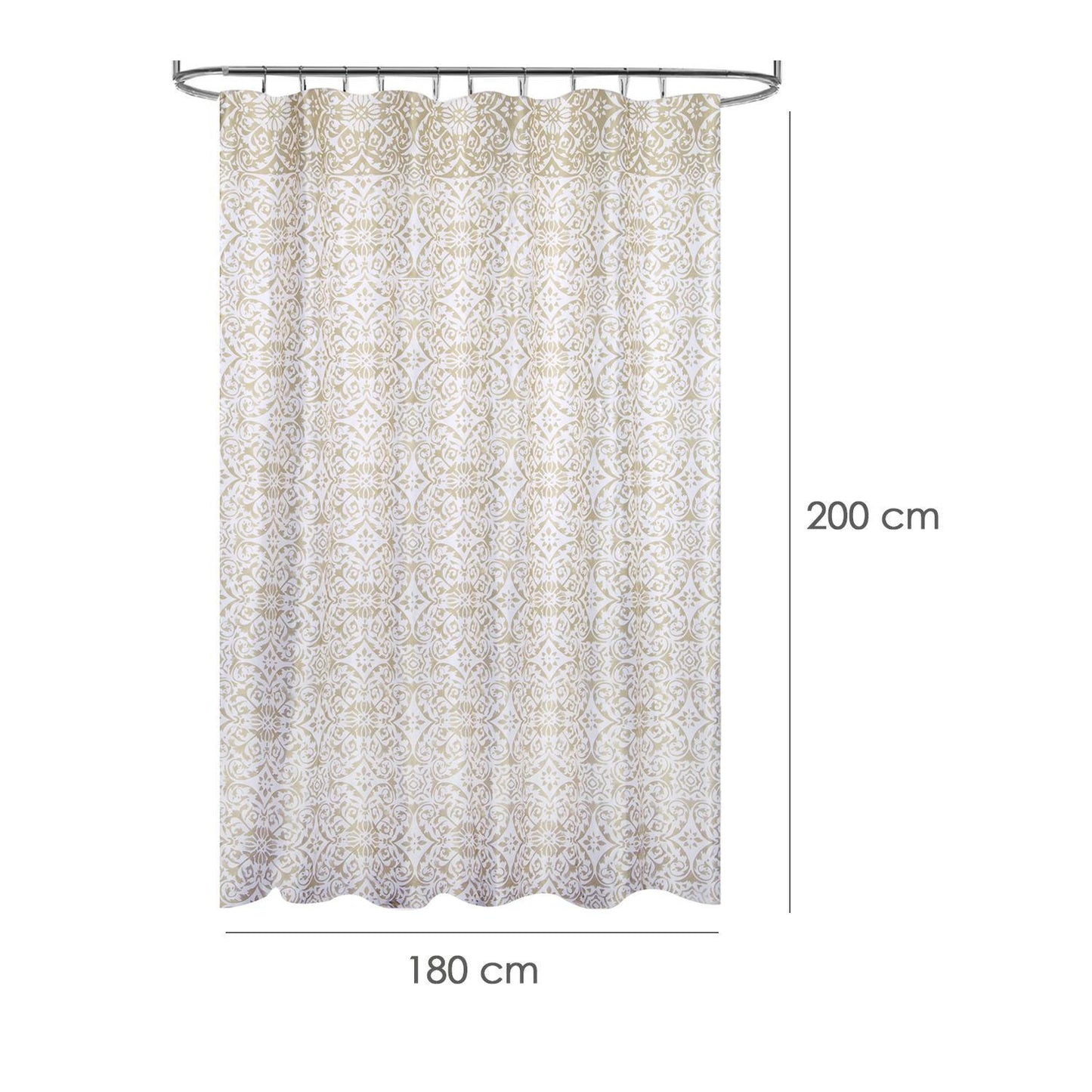 Cortina Ducha Tela Geometria Rosoni 180 X 200 Cm. Cortina Baño, Cortina Tela Impermeable Con Anillas_1