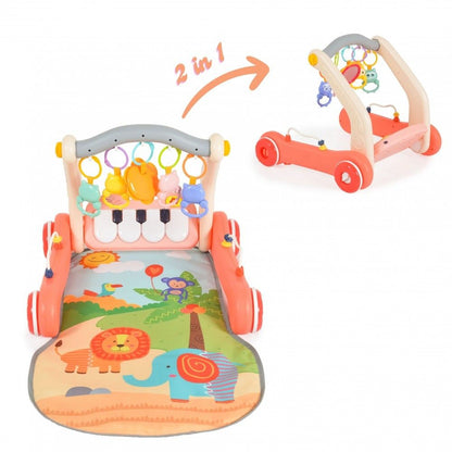 Andador 2 En 1 Y Tapete De Juego Piano He0637 Pink_0