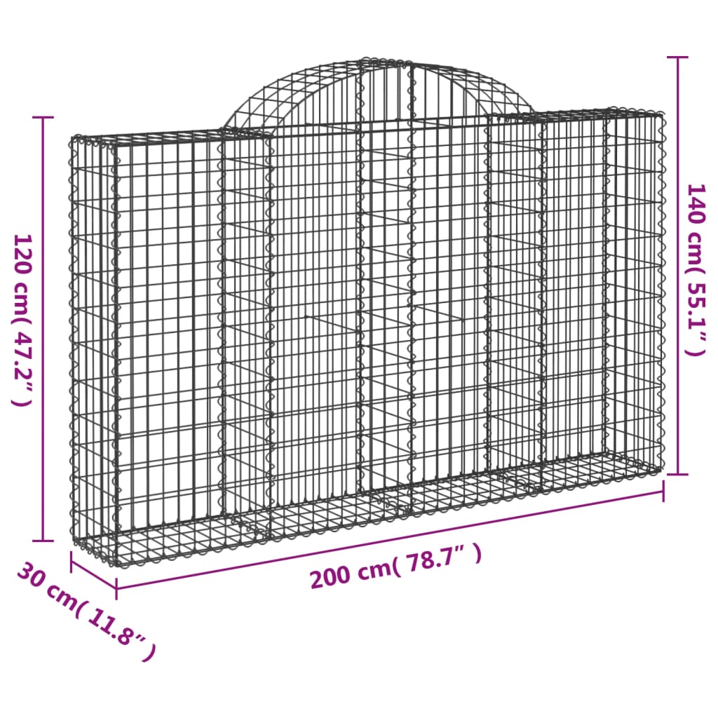 Cestas Gaviones 11 Uds Forma De Arco Hierro 200x30x120/140 Cm_5