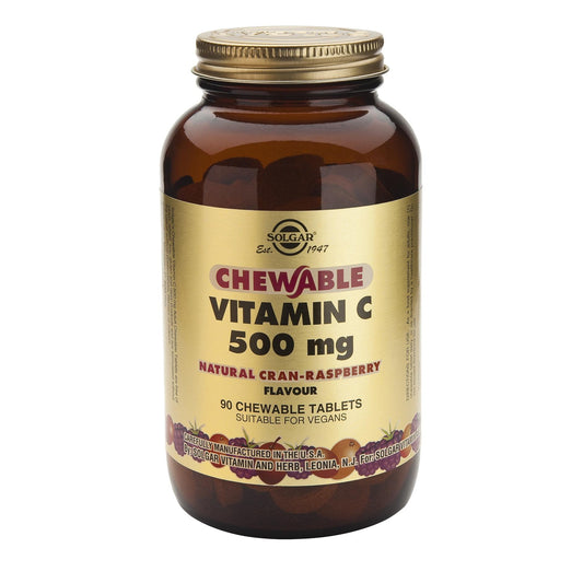Solgar Vitamina C 500 mg Sabor a Framboesa, 90 Comprimidos Mastigáveis