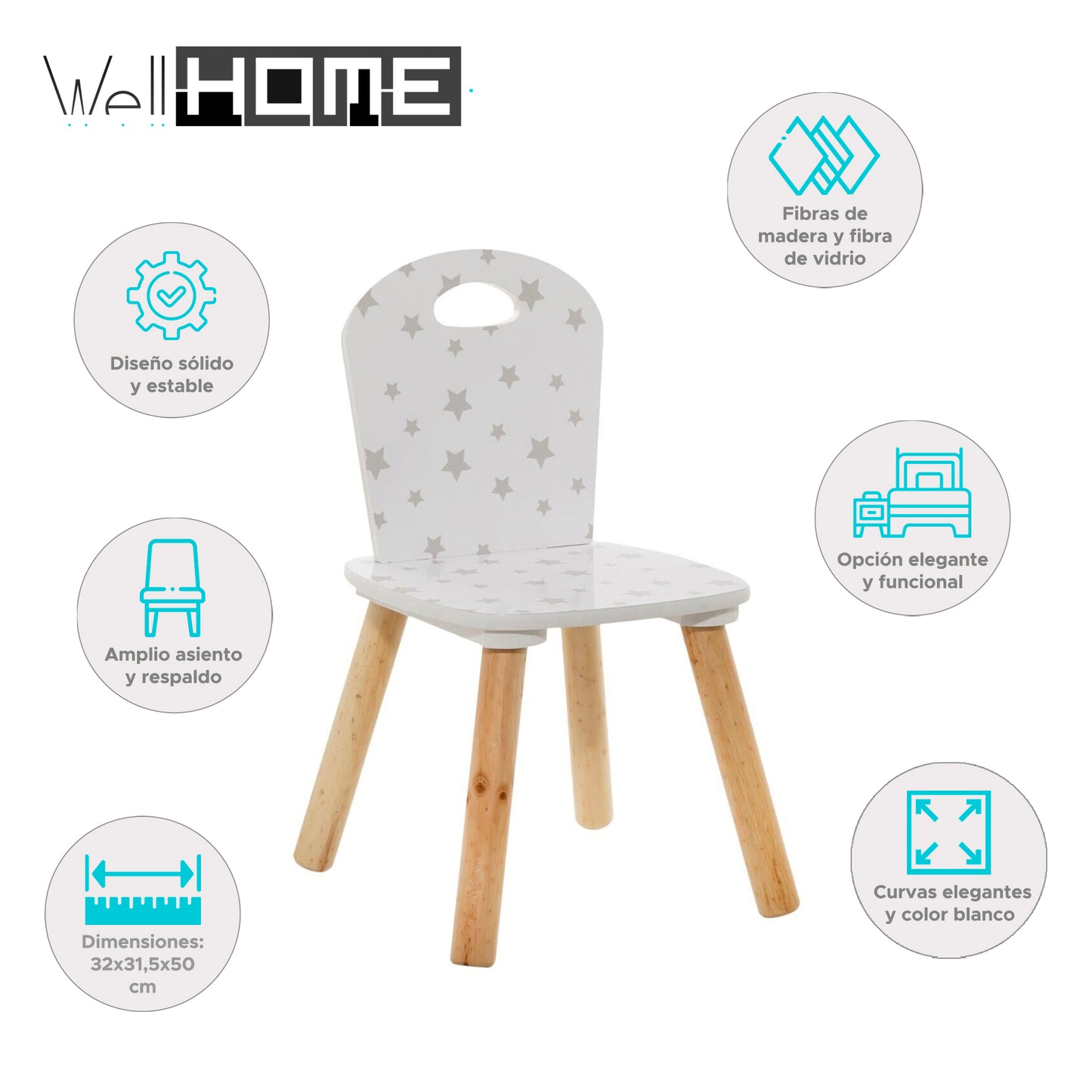 Well Home - Silla Infantil dulzura Con Estampados 32x31,5x50cm_1