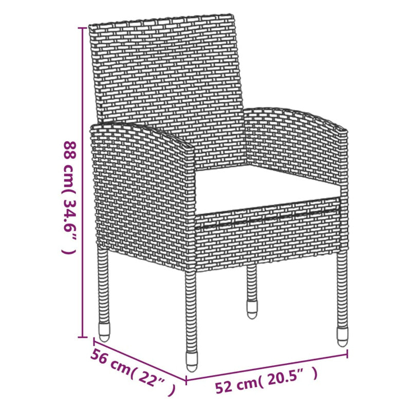 Vidaxl Set De Comedor Jardín 7 Pzas Cojines Ratán Sintético Antracita_2
