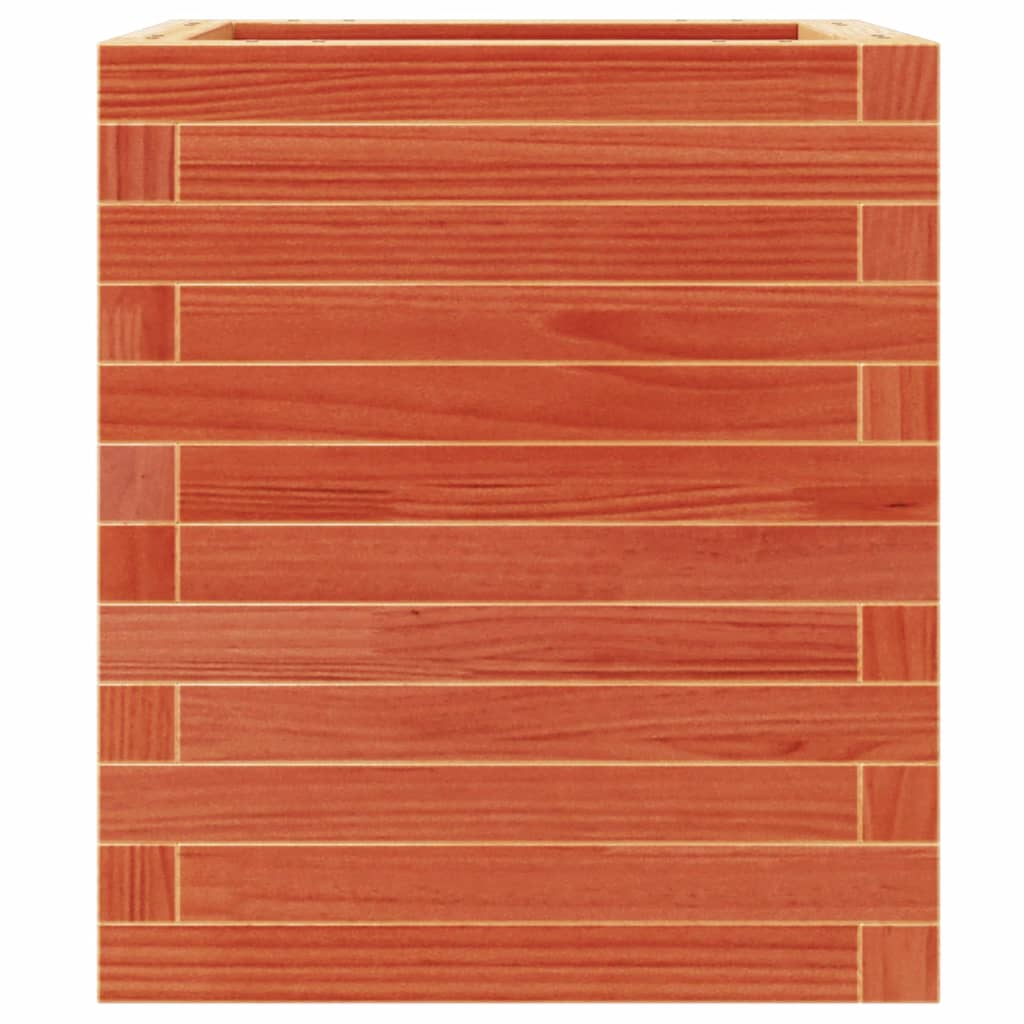 Jardinera De Madera Maciza Pino Marrón Cera 40x40x46 Cm_4