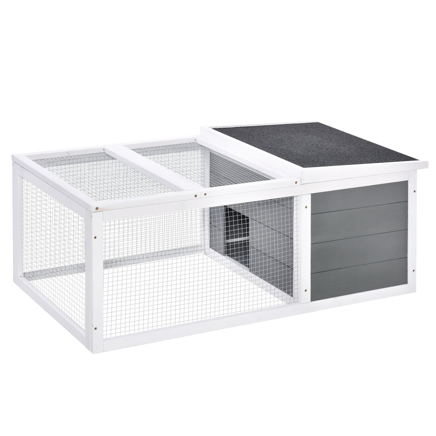 Pawhut Conejera De Exterior Conejos Con Techo Abatible Asfáltico 115x66x47,5 Cm_0