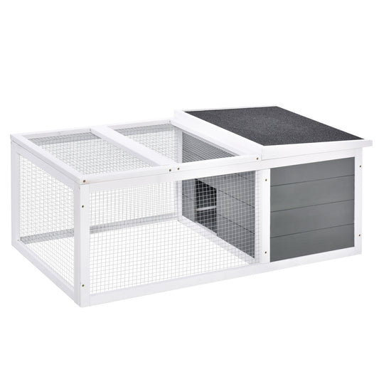 Pawhut Conejera De Exterior Conejos Con Techo Abatible Asfáltico 115x66x47,5 Cm_0