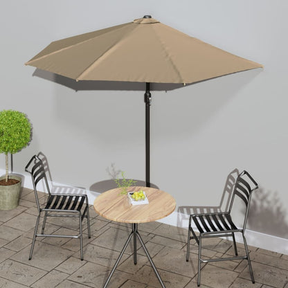 Vidaxl Sombrilla De Balcón Semicircular Palo Aluminio Taupe 270x144cm_1
