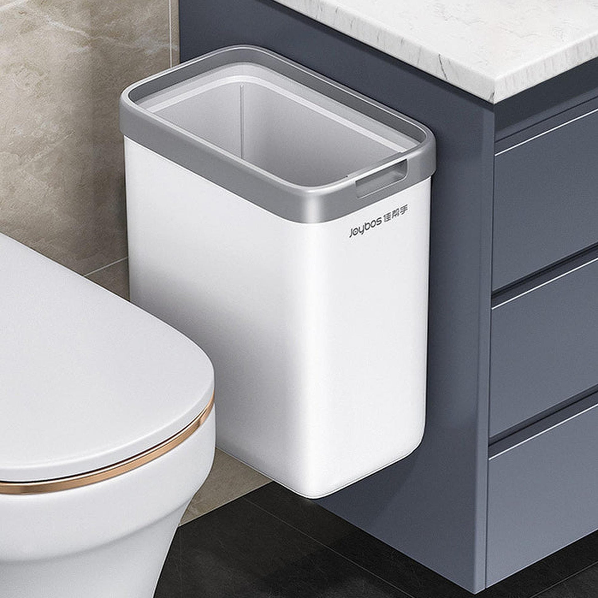 Joybos Cubo De Basura Con Soporte De Pared Abierto Blanco_2