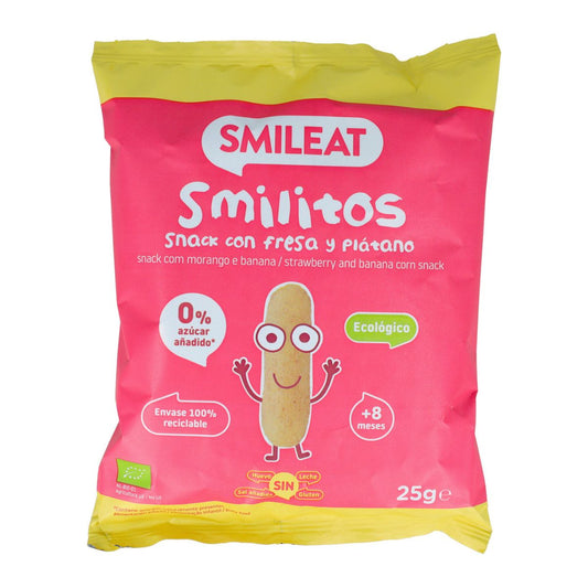 Smilitos, Morango Biológico e Minhocas de Banana Smileat, 25g