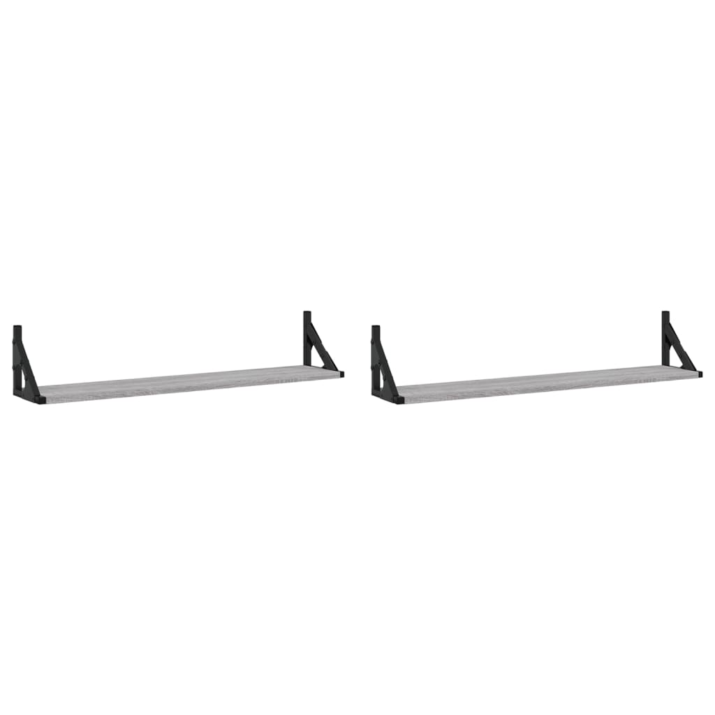 Estantes Pared 2 Uds Madera Ingeniería Gris Sonoma 80x15x15,5cm / Vetonek_0