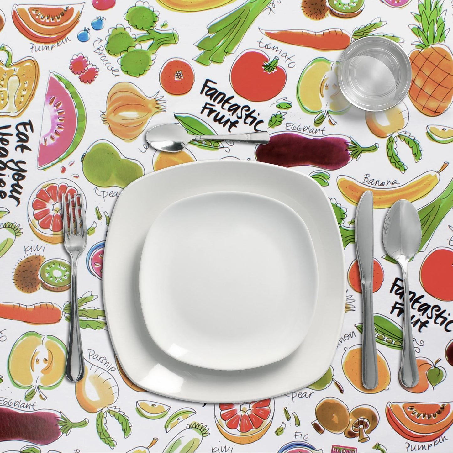 Mantel Hule Rectangular Frutas Fantasia Impermeable Antimanchas Pvc 140x250 Cm.  Recortable Uso Interior Y Exterior