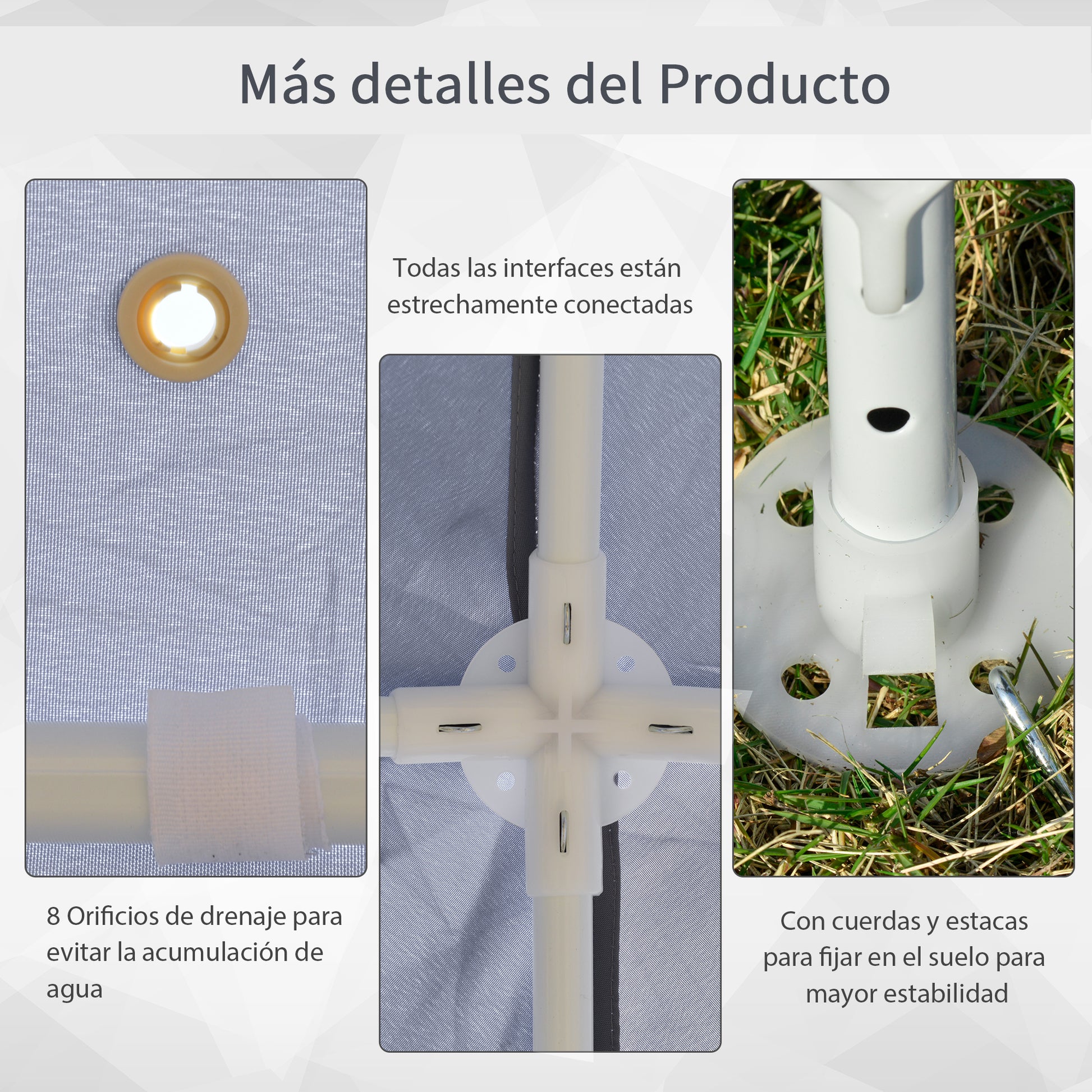 Outsunny Carpa De Jardín 3x3 M Con 4 Paredes Laterales Mosquitera Exterior Gris_5
