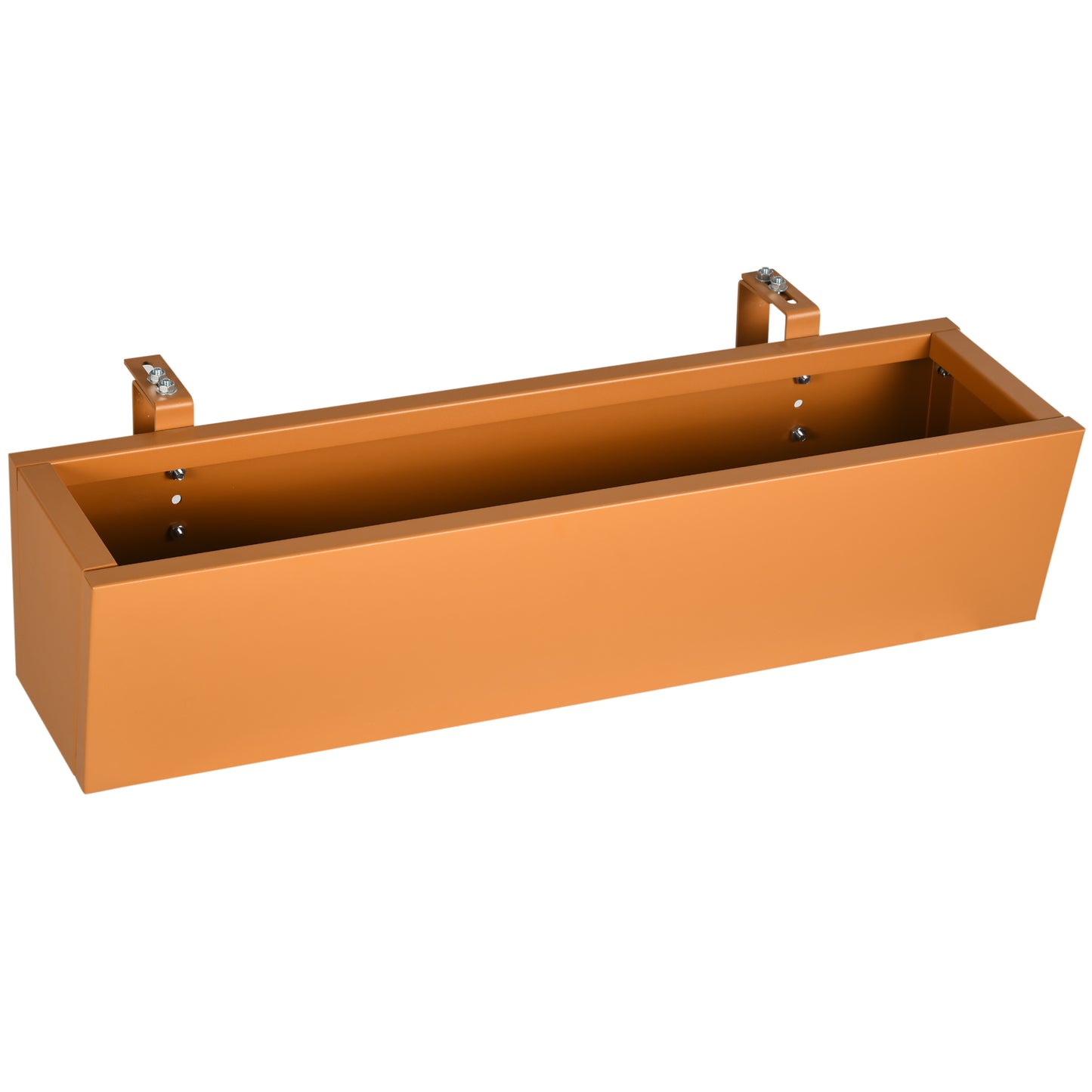 Outsunny Jardinera Colgante De Acero Con 2 Ganchos Ajustables 91x35x24 Cm Marrón_0